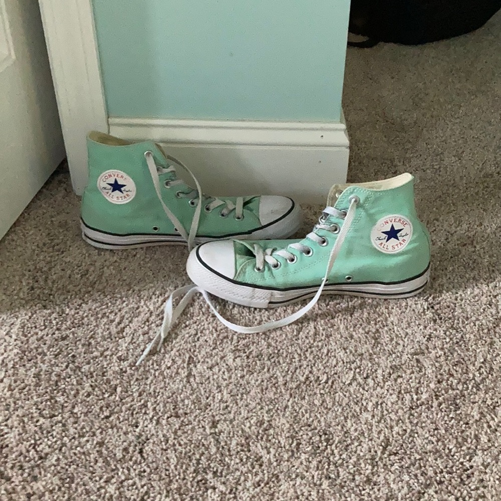 Teal high top converse